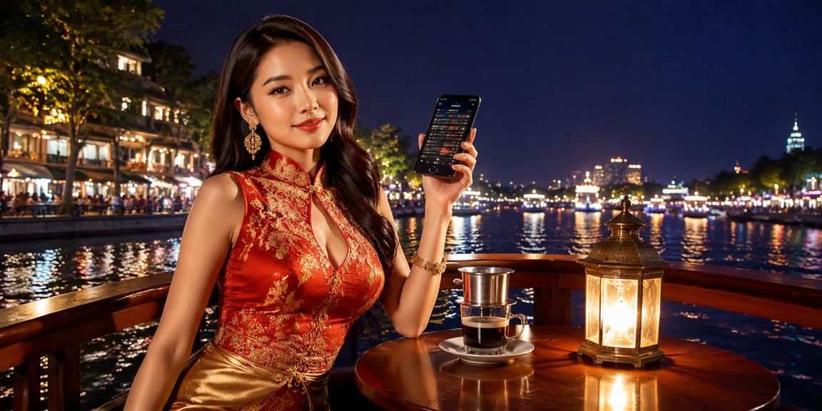 Người dùng Hà Nội truy cập casino trực tuyến qua điện thoại tại quán cà phê