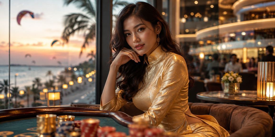 Cảnh biển Mũi Né với người dùng trải nghiệm Baccarat trực tuyến trên di động